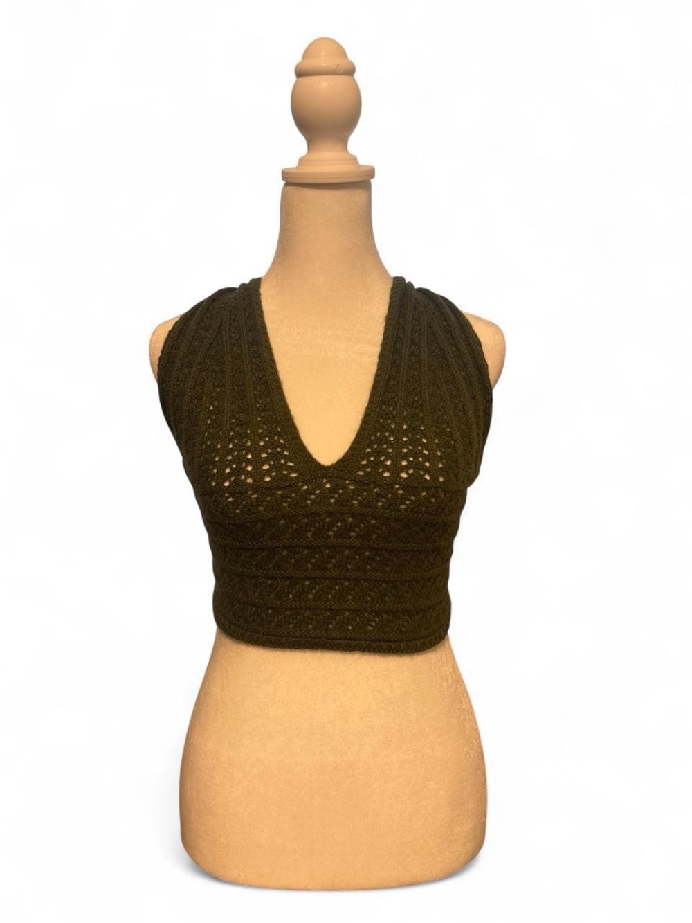 Green Crotchet Halter Neck Top